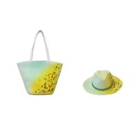 Juego de playa de verano: bolsa de paja y sombrero de sol de poliéster, ropa de centro turístico costero, colores vibrantes de verano, ligero y ajustable, 8a
