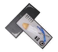 Juego de pluma clásica vintage, elegante instrumento de escritura antiguo para entusiastas de la caligrafía, regalo para artistas, negro, blanco, azul, 20, 25 cm (White)