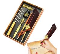 Juego de pluma de ave vintage | Bolígrafo antiguo para escribir | Bolígrafo, de sellado, sello de sello, herramienta de sobre, el mejor kit de regalo para escribir, dibujar, firmas