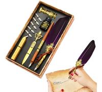 Juego de pluma de ave vintage | Bolígrafo de pluma de caligrafía vintage para escribir | Bolígrafo, de sellado, sello de sello, herramienta de sobre, el mejor kit de regalo para escribir, dibujar, fir