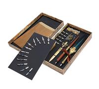 Juego de Pluma de Pluma con Patrón Delicado, Kit de de Dibujo de Escritura Creativa para Amantes del Arte, para Parejas, Profesores, + Acero Inoxidable + Madera 9,4 X 5,3 X 1,5 Pulgadas