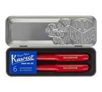 Juego de pluma estilogr fica y bol grafo Moleskine x Kaweco, plum n mediano/punta de 1,0 mm, rojo con tinta azul