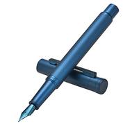 Juego de Pluma Estilográfica Bosque en Azul Oscuro con Plumilla Extrafina, Diseño Clásico con Convertidor y Estuche Metálico de Hongdian