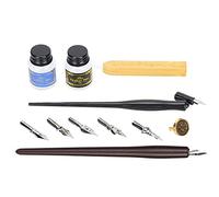 Juego de Pluma Estilográfica con de Madera Creativo, Juego de Herramientas de Caligrafía con Sello para Sobres, Invitaciones y Regalos, Incluye 5 Puntas, Medición Manual 10,9 X 3,3 X 1,7 (#2)