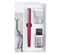 Juego de pluma estilográfica de metal para estudiantes con 4 cartuchos y 20 ml de absorción de pistón giratorio para rellenar el bolígrafo zurdo