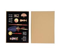 Juego de pluma y tinta Almeigrity Vintage Elegante Escritura Brillante Colores Exquisitos Juego de pluma y tinta con cera de sellado (Azul oscuro)