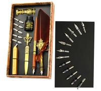 Juego de pluma y tinta, bolígrafo vintage para escribir, juego de tinta que incluye inmersión, tinta, puntas de repuesto, herramienta de sobre, regalo romántico vintage de San Valentín