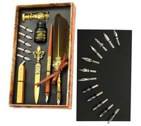 Juego de pluma y tinta | Juego de pluma de ave Pluma de inmersión de caligrafía antigua con tinta | Bolígrafo, de sellado, sello de sello, herramienta de sobre, el mejor kit de regalo para escribir, d