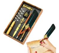 Juego de pluma y tinta - Kit de pluma de inmersión de caligrafía vintage - Kit de sellos de cera actualizado con puntas de repuesto, bolígrafo de lujo Vintage Signature Pen Set de regalo