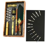 Juego de plumas vintage - Juego de pluma estilográfica antigua con tinta | Lápiz de buceo, de sellado, sello de sello, herramienta de sobre, el mejor set de regalo para escribir, dibujar, firmar