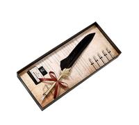 Juego de plumas y tinta, Papelería de plumas de ganso con cuerpo de cobre y punta de acero inoxidable, para amantes de la escritura a mano