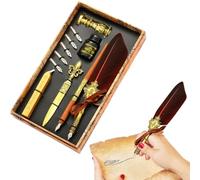 Juego de plumas y tinta | Quill Pen Set Caligrafía Antik Dip Pen con tinta | Lápiz de buceo, de sellado, sello de sello, herramienta de sobre, el mejor set de regalo para escribir, dibujar