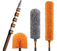 Juego de plumero de alta gama, barra de extensión de 1,5 a 7,3 m, kit de limpieza para techos altos, barra telescópica, plumero de telaraña, plumero y plumero para ventilador de techo, el