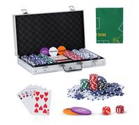 Juego de póker Texas Hold'em SILVER VALLEY, 300 piezas en estuche de aluminio con fichas pesadas de 11,5 g, 1
