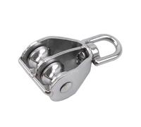 Juego de poleas de acero inoxidable M15/M25, herramientas de elevación giratorias de rueda simple y doble de alta resistencia for grúa de cuerda y alambre, 1 Uds.(M25-Double Wheel)