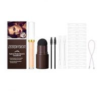 Juego de polvos para cejas de color marrón natural, con 12 pares de plantillas, corrector líquido, 2 cepillos para cejas y cinta elástica, kit de polvos para cejas naturales y definidas