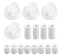 Juego de pomos giratorios para cocina de gas, 6 mm, 8 mm, repuesto plateado, botón giratorio (blanco)