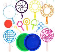 Juego de pompas de jabón para niños, 14 unidades de barras de burbujas con bandeja, juego de burbujas gigantes para niños, pompas de jabón, varita mágica, para verano, jardín, fiestas