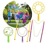 Juego de Pomperos para Niños Cumpleaños, Pompas de Jabon Gigantes para Niños, 6 Unidades Grandes de Pompas de Jabón con Bandeja y Anillos de Burbujas