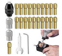 Juego de portabrocas múltiple para kit de tuercas Dremel, 26 llaves de portabrocas para taladro, juego de portabrocas de 0,5 a 3,2 mm, accesorio de repuesto para Dremel (3000 4000 7700 8200)