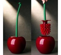 Juego de portaescobillas de inodoro compacto con geometría de cerezo para ahorrar espacio en la organización del baño (rojo vino)