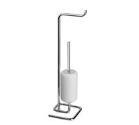 Juego de portarrollos de papel y escobilla de inodoro con soporte Gessi Goccia en blanco GRES, 38067031, Color: cromado