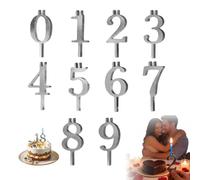 Juego de portavelas de cumpleaños reutilizable con números del 0 al 9, juego de portavelas numerados para tartas de cumpleaños, portavelas de metal, para estudiantes familiares, adultos, hombres