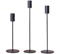 Juego de portavelas románticos de aluminio de hierro para bodas y cenas, creando un ambiente elegante y fondos de fotos con diseño alto y delgado en tres tamaños (negro)