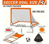 Juego de portería portátil de fútbol autoadhesiva de 6x4 pies - 2 redes, balón, conos y mochila, ideal para juegos en trasero - en resistente material PE en