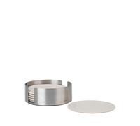 Juego de posavasos blomus de 6 piezas con soporte de acero inoxidable - Moonbeam (Cre