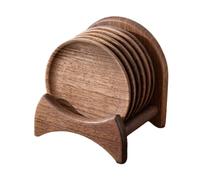 Juego de posavasos de nogal, organizador de mesa multifuncional de madera, organizador redondo for el comedor, ideal for bebidas en casa y restaurante, café, té y leche.