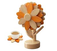 Juego de Posavasos - Estera de Calefacción de Girasoles de madera, Posavasos Plegable de Madera Resistente al Calor, Cubierta de Mesa Decorativa | Adecuado para Servir en Ollas Calientes, Pan, Soporte