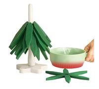 Juego de posavasos para árbol de Navidad - Posavasos antideslizantes resistentes al calor - Juego de trapos para árbol de Navidad | para tazón de bebidas, cocina, mesa de comedor,