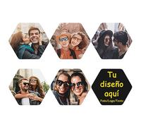 Juego de Posavasos Personalizados con Foto, Posavasos de Cuero PVC Personalizados con Imagen/Texto/Logo, Regalo Original para Casa, Cocina, Bar y Mesa de Café, Hexagonales, 6 Piezas