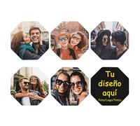 Juego de Posavasos Personalizados con Foto, Posavasos de Cuero PVC Personalizados con Imagen/Texto/Logo, Regalo Original para Casa, Cocina, Bar y Mesa de Café, Octogonales, 6 Piezas