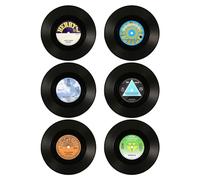 Juego de posavasos vintage de 6 piezas, posavasos de vinilo, posavasos de bebidas, ofrece la mejor protección para la mesa, regalos de Dj