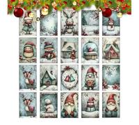 Juego de postales de Navidad, paquete de gnomos, impresiones navideñas vintage, colección de saludos festivos, función de arte de temporada hecha a mano, ilustración decorativa de invierno, exhibición