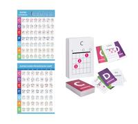 Juego de pósteres básicos de teoría de guitarra, 56 tarjetas flash de acordes de guitarra y tabla de acordes de guitarra, para educación musical y principiantes