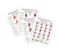 Juego de pósteres de yoga para silla, paquete de tabla de ejercicios de pose, tarjetas de pared de fitness de 10 x 8 pulgadas con diseño de guía clara, visual de yoga en papel, arte de entrenamiento