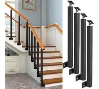 Juego de postes balaustre escalera montaje lateral, columna barandilla for escalones patio, escaleras jardín, husillos con soporte ángulo plano y ajustable 270°(3.28ft/100cm)
