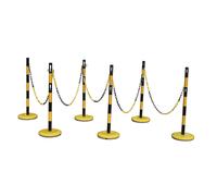Juego de postes barrera con cadena VISO, 6 postes, cadena de 15 m