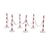 Juego de postes barrera con cadena VISO, 6 postes, cadena de 15 m