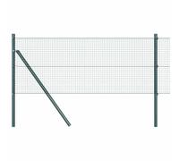 Juego de postes para valla de acero, 10 x 0,5 m, color verde | Revestimiento en polvo, resistente a la intemperie, construcción robusta, para terrazas de jardín