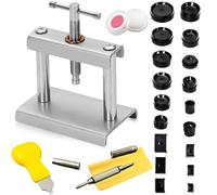 Juego de prensa de reloj, 23 piezas, juego de herramientas de presión para relojes, cierre de caja con 18 placas de presión, insertos de plástico, prensa de tapa de reloj, herramienta de reparación