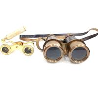 Juego de prismáticos vintage de latón marítimo, 6 pulgadas, acabado antiguo marrón, 2 piezas coleccionables náuticas