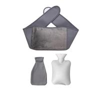 Juego de protección de cintura de invierno de tres piezas, bolsa de agua caliente, bolsa de calor portátil, suave y cómoda, alivia eficazmente el dolor de cintura, reutilizable (gris)