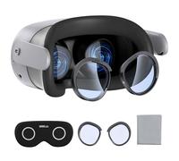 Juego de protectores de lente compatibles con accesorios Meta Quest 3S, cubierta protectora de lente suave, espaciador de gafas con lentes de bloqueo de luz azul para Oculus Quest 3S (antiluz azul y