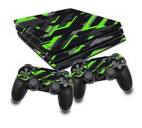 Juego de protectores de pantalla para consola y mando de juegos, de vinilo contra arañazos, diseño a medida, autoadhesiva, modelo RX022 (PS4 Pro, n.º 20, verde neón)