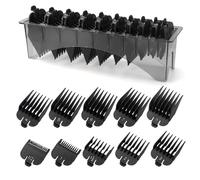 Juego de protectores para cortadora Wahl y Babyliss FX870 con organizador, repuesto de guías de cortapelos de 1/16 a 1 pulgada, juego de 10 piezas, color negro