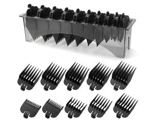 Juego de protectores para cortadora Wahl y Babyliss FX870 con organizador, repuesto de guías de cortapelos de 1/16 a 1 pulgada, juego de 10 piezas, color negro